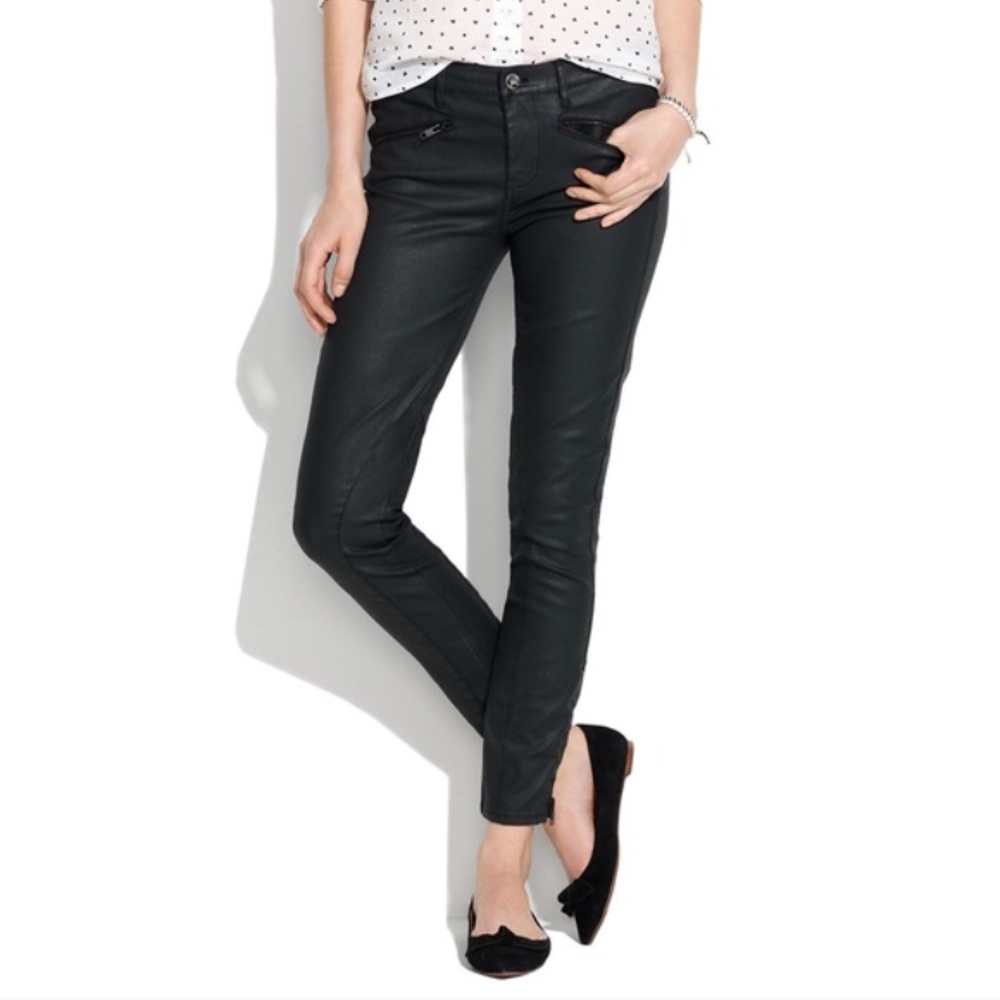 Madewell skinny coated motorcycle jeans in brown - Picture 7 of 7